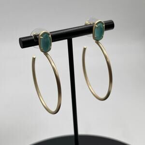 Kendra Scott Small Pepper Aqua blue illusion Hoop‎ Brushed Gold plated Earrings
